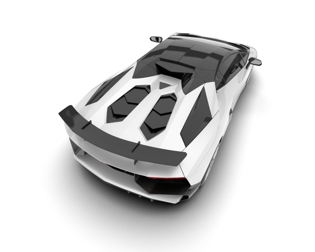 White sport car on transparent background. 3d rendering - illustration png