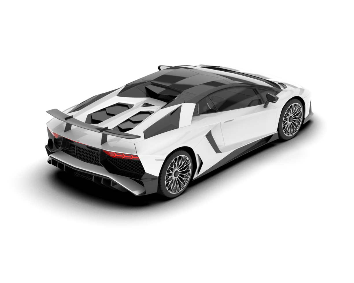 White sport car on transparent background. 3d rendering - illustration png