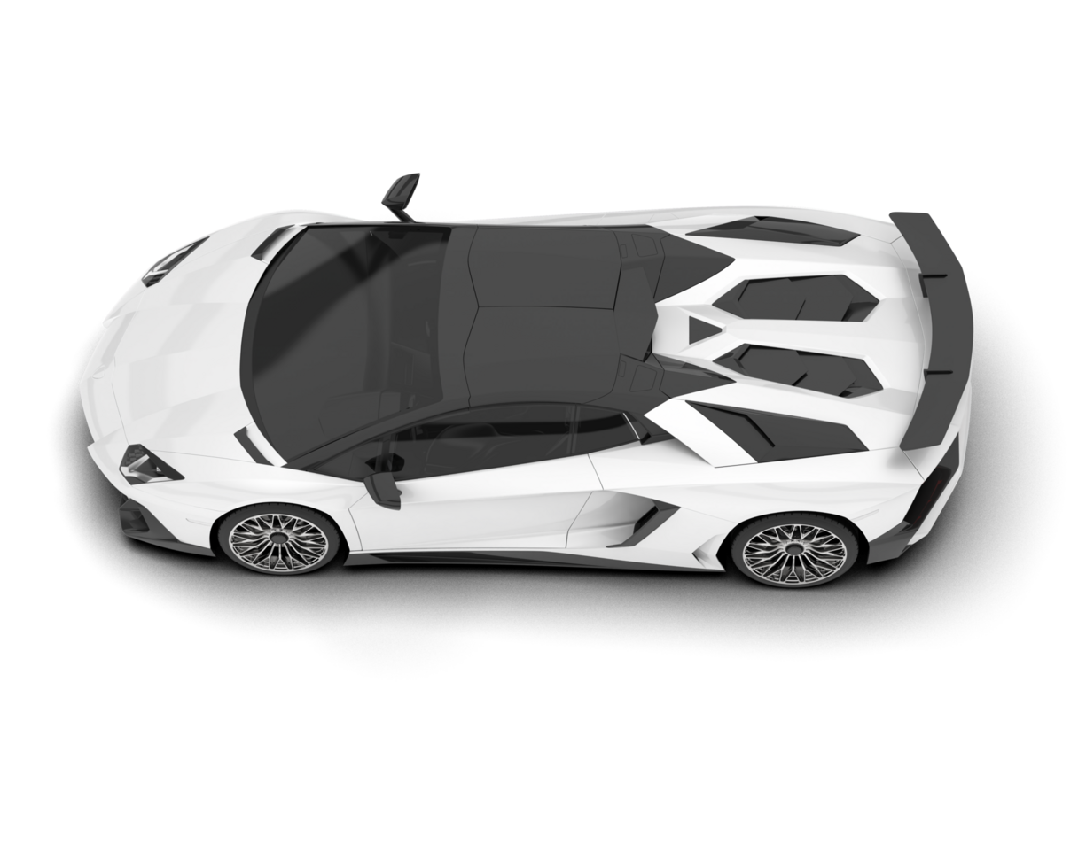White sport car on transparent background. 3d rendering - illustration png