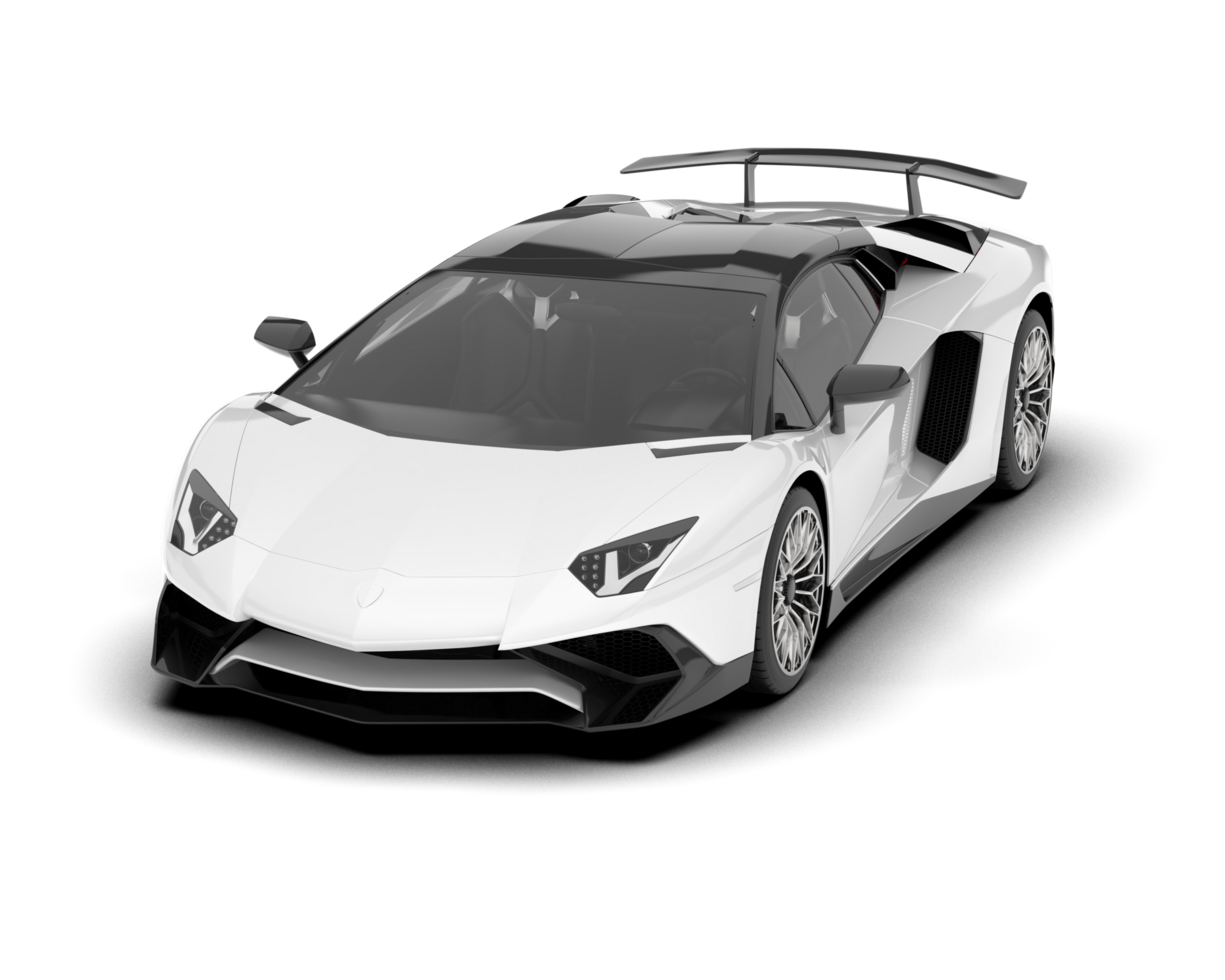 White sport car on transparent background. 3d rendering - illustration png
