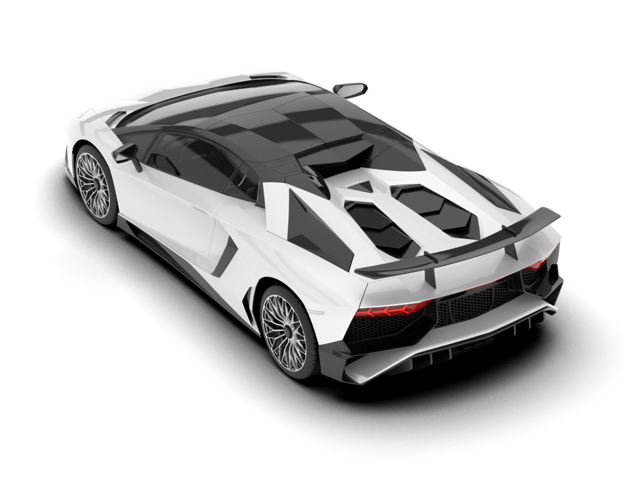White sport car on transparent background. 3d rendering - illustration png