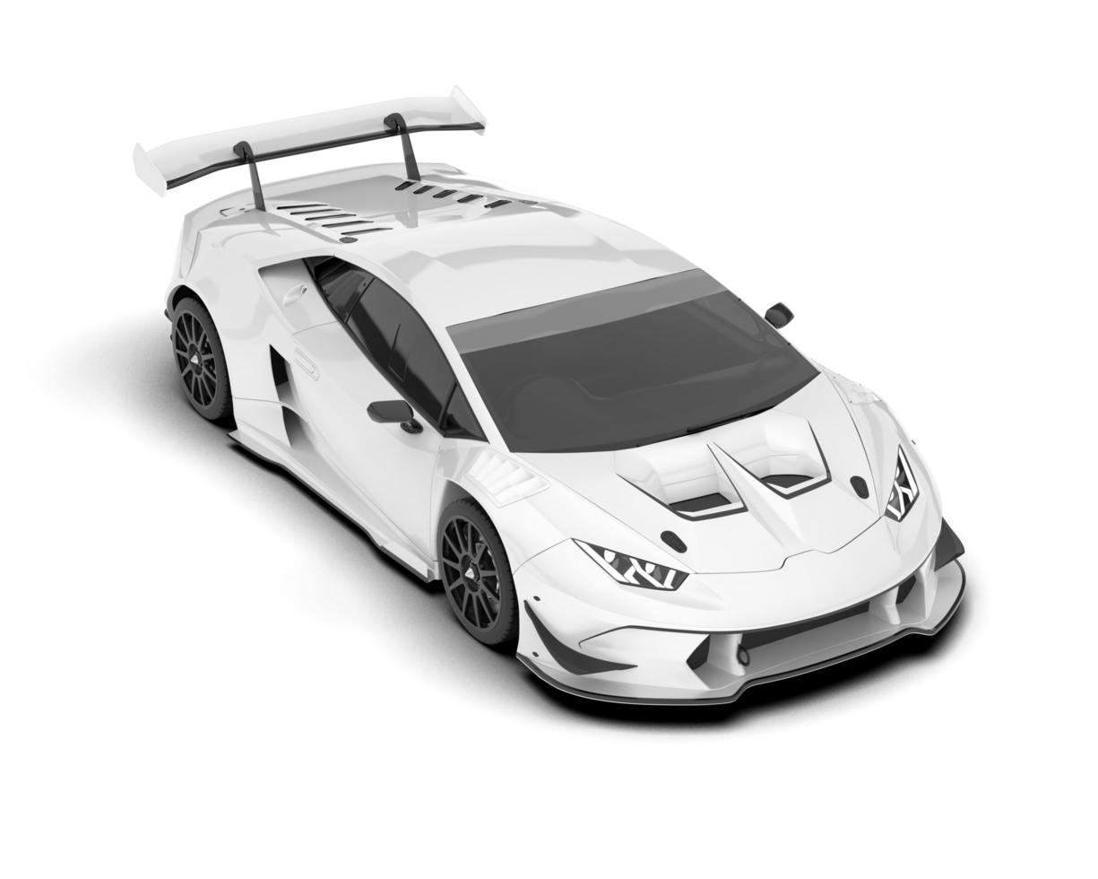 White sport car on transparent background. 3d rendering - illustration png