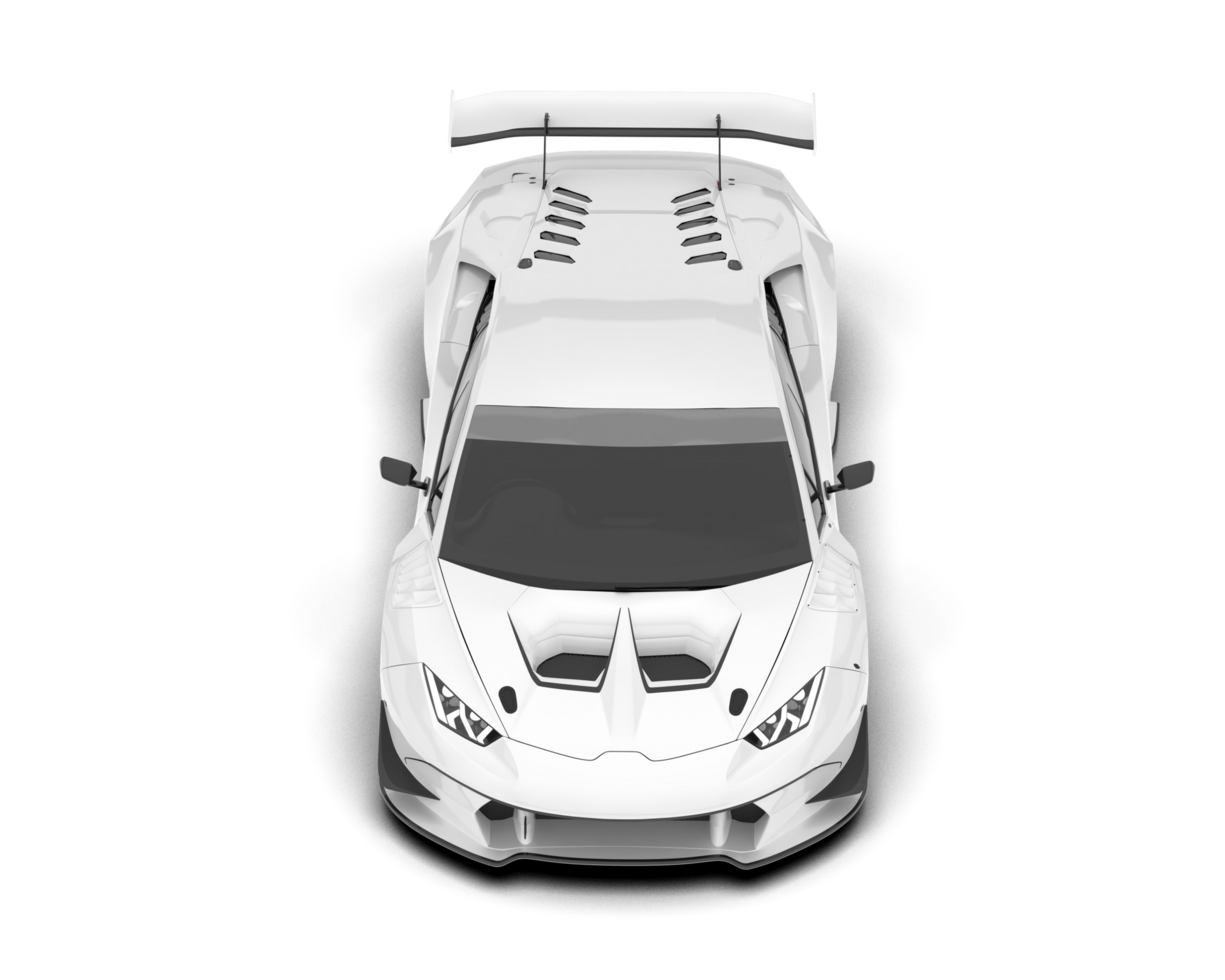 White sport car on transparent background. 3d rendering - illustration png
