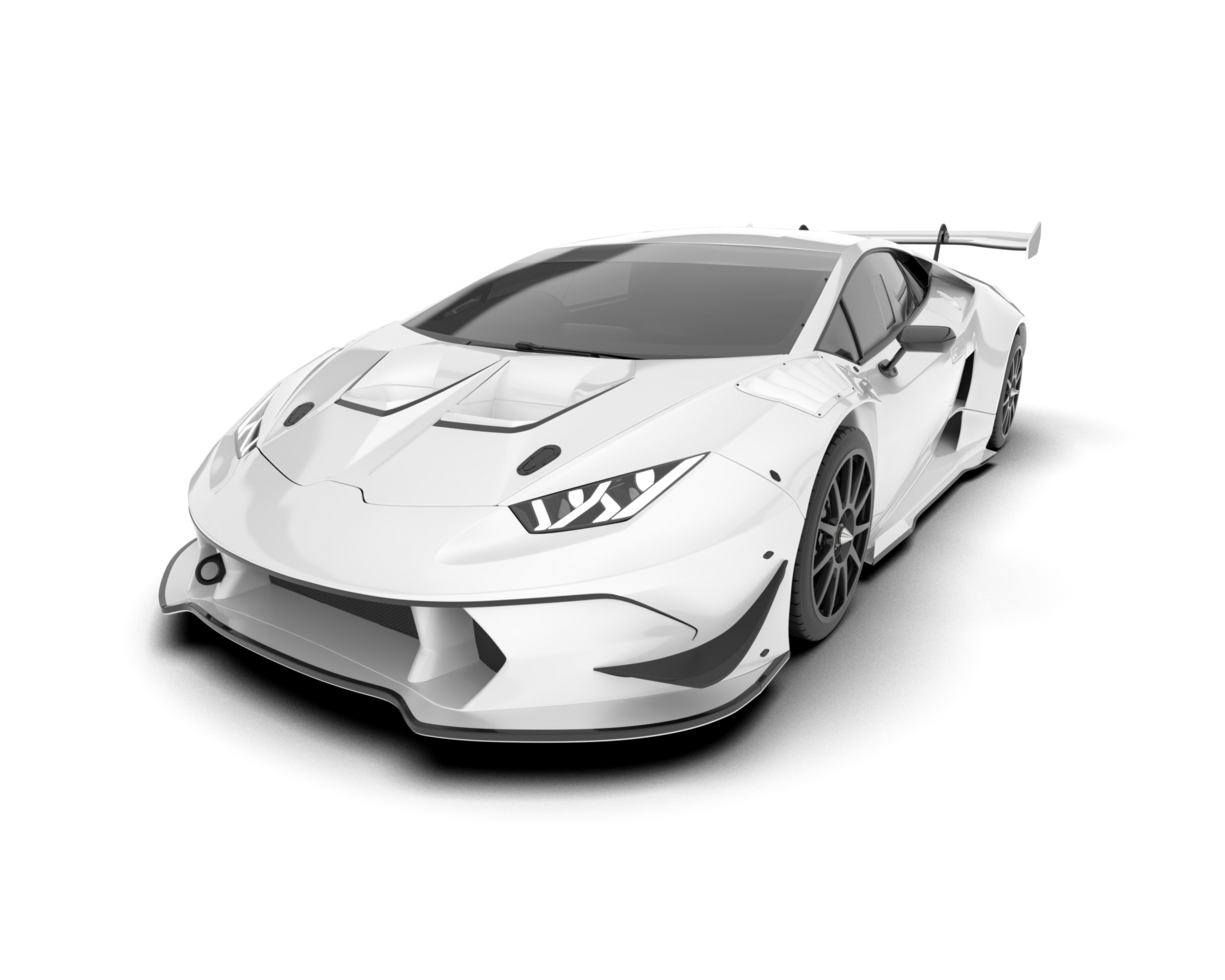 White sport car on transparent background. 3d rendering - illustration png