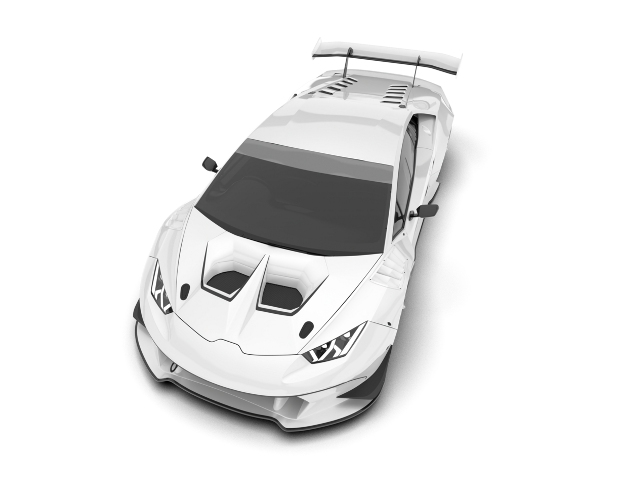 White sport car on transparent background. 3d rendering - illustration png