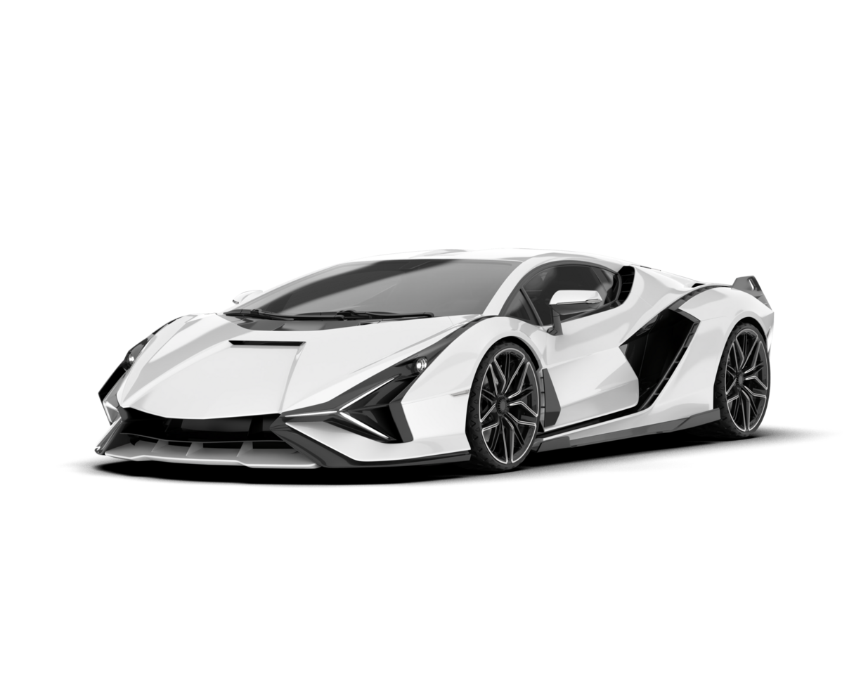 White sport car on transparent background. 3d rendering - illustration png