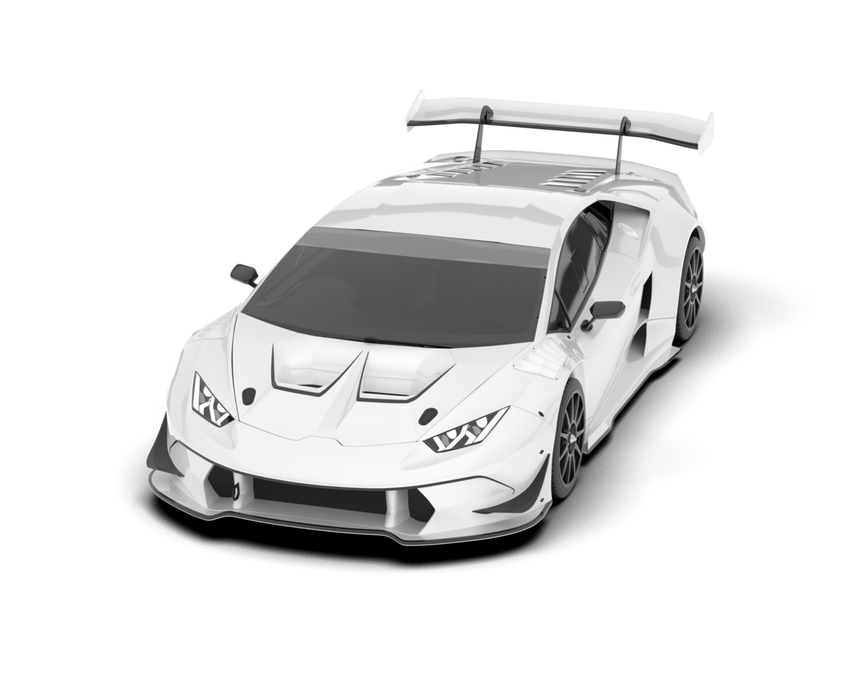 White sport car on transparent background. 3d rendering - illustration png