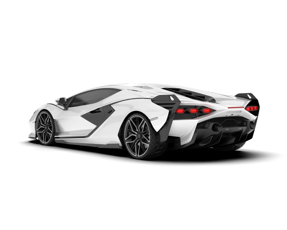 White sport car on transparent background. 3d rendering - illustration png