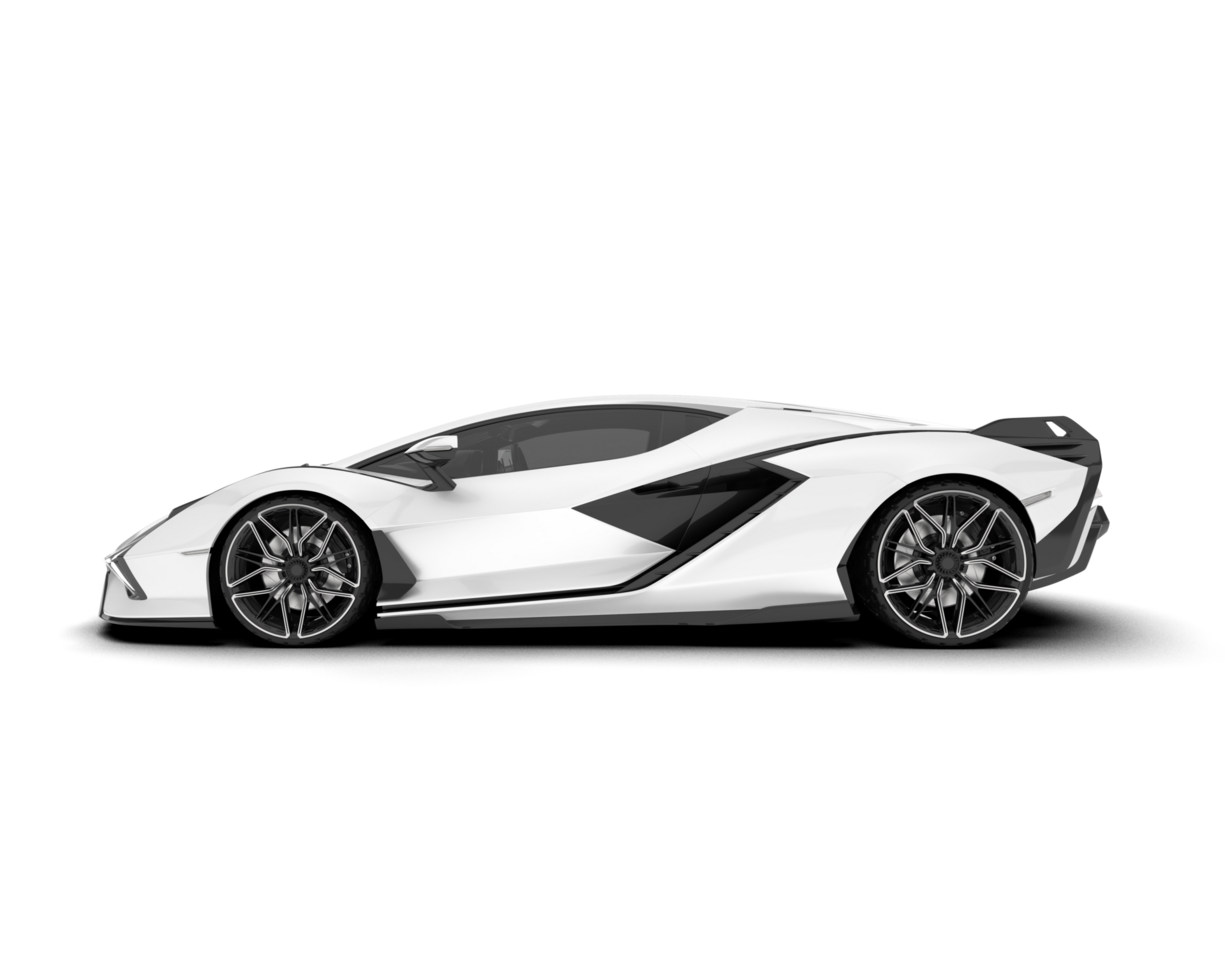 White sport car on transparent background. 3d rendering - illustration png