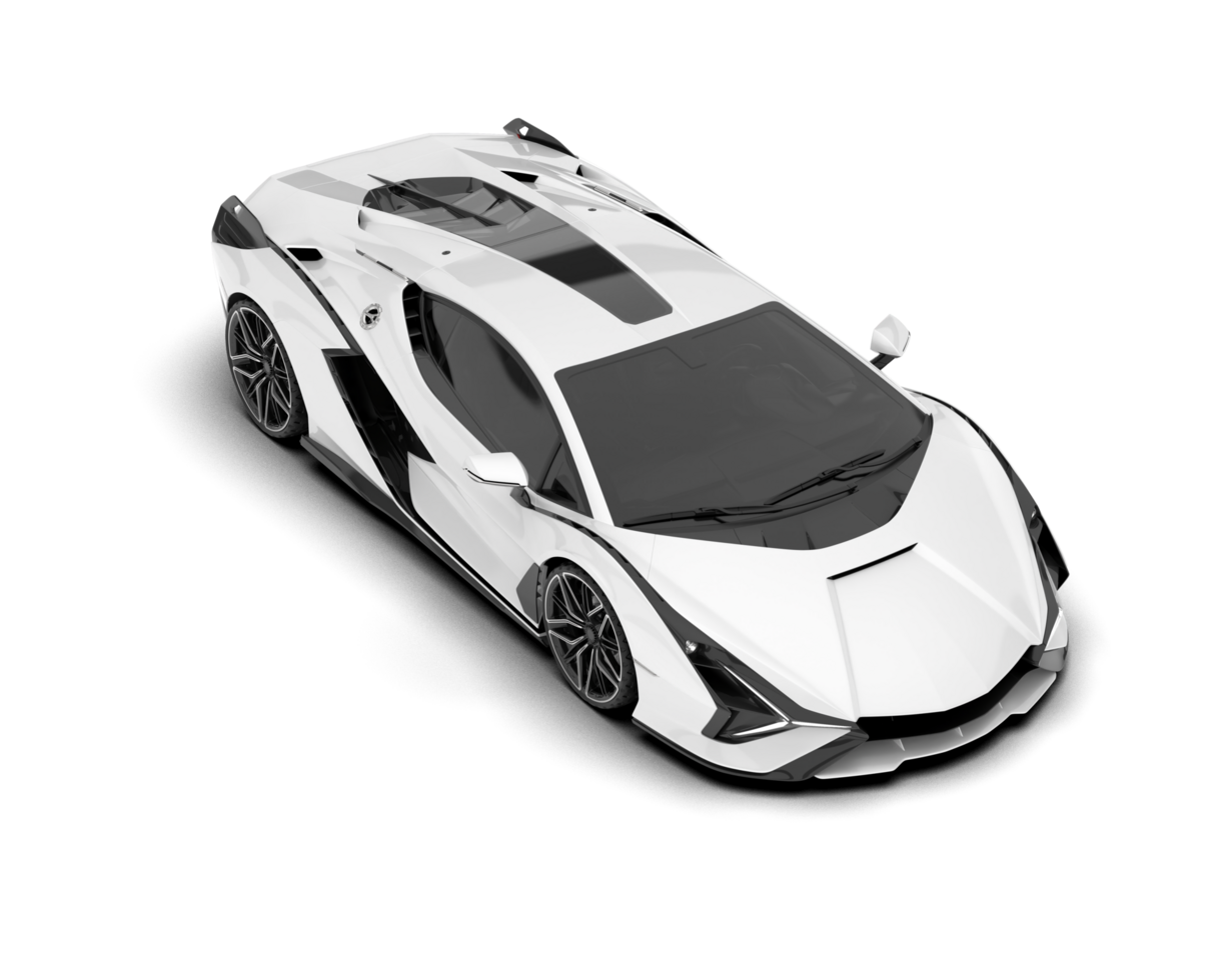White sport car on transparent background. 3d rendering - illustration png