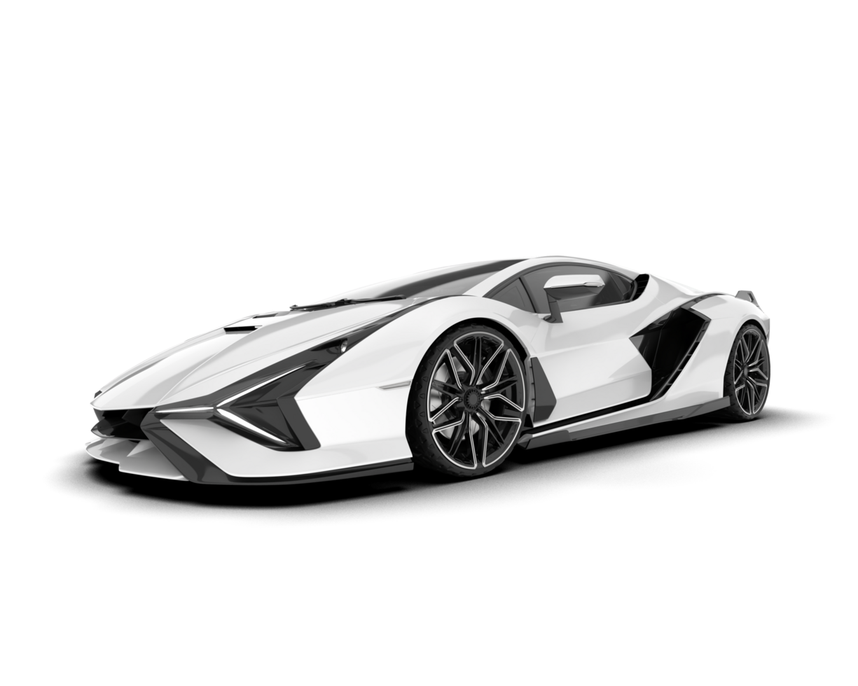 White sport car on transparent background. 3d rendering - illustration png