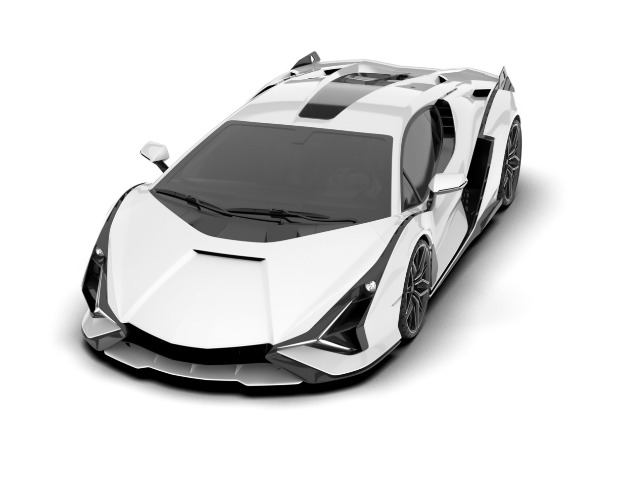 White sport car on transparent background. 3d rendering - illustration png