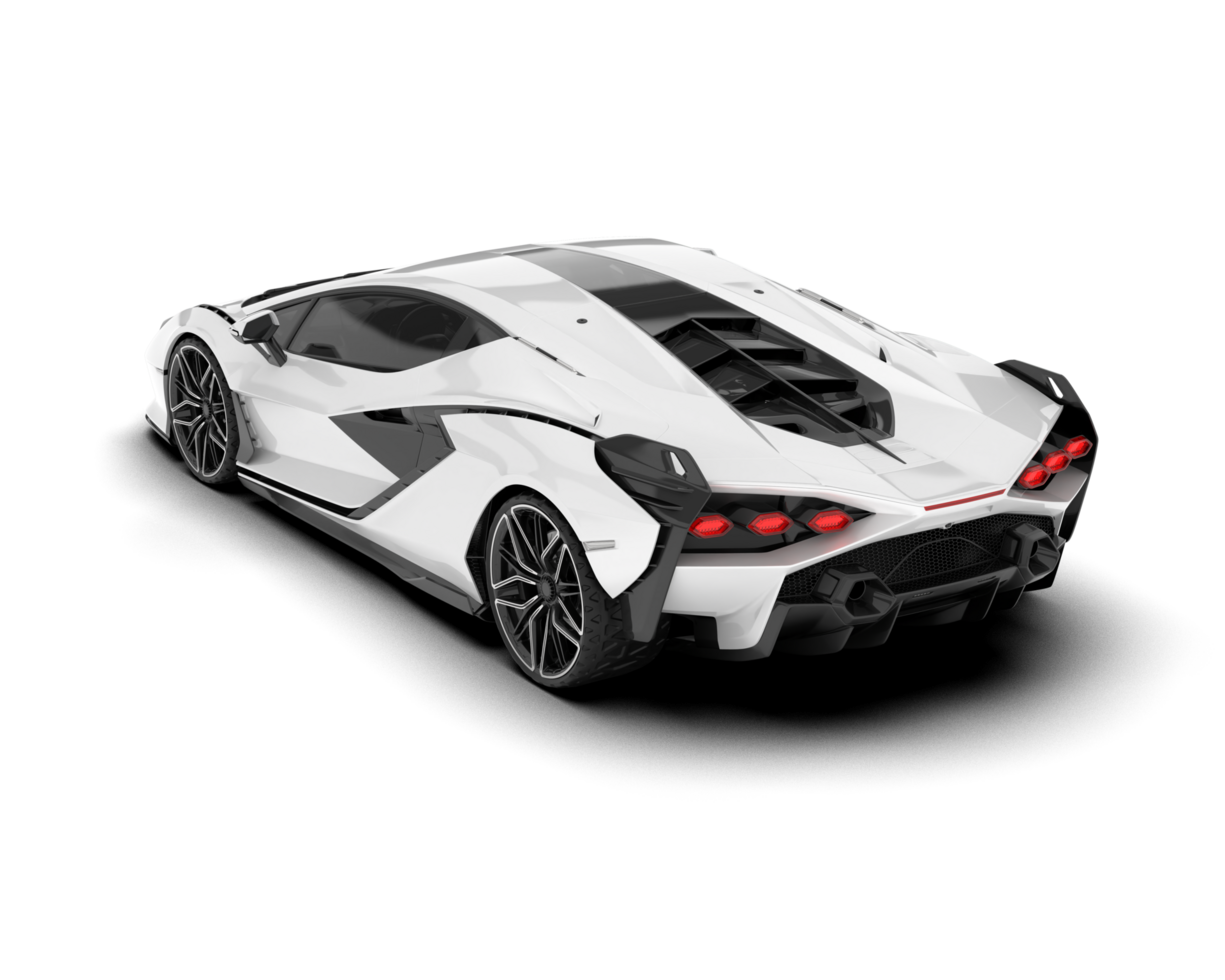 White sport car on transparent background. 3d rendering - illustration png