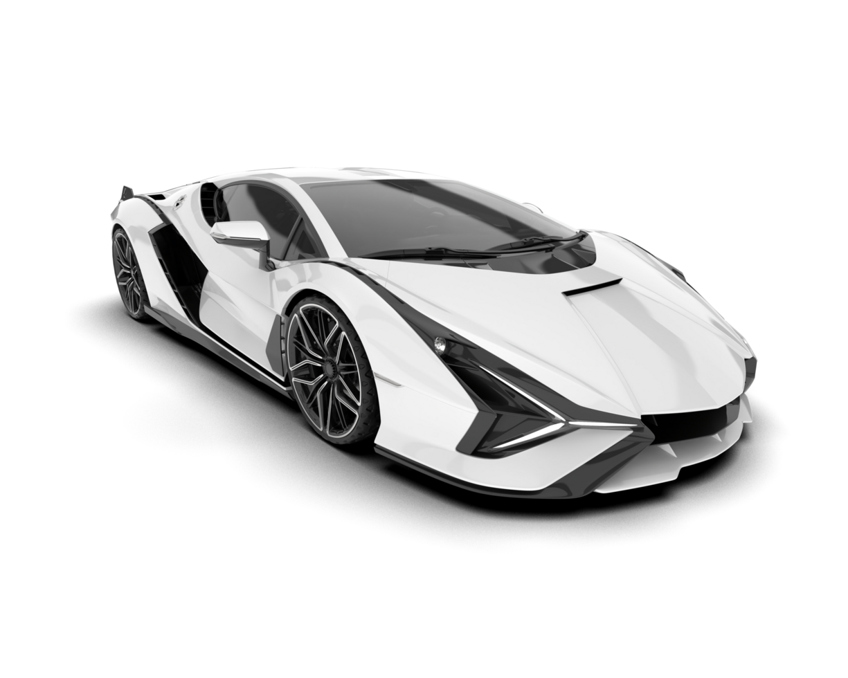 White sport car on transparent background. 3d rendering - illustration png