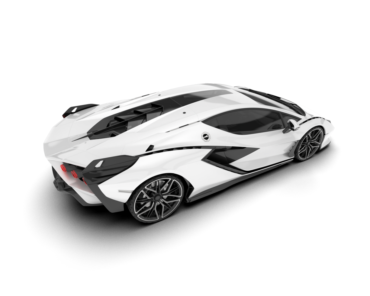 White sport car on transparent background. 3d rendering - illustration png
