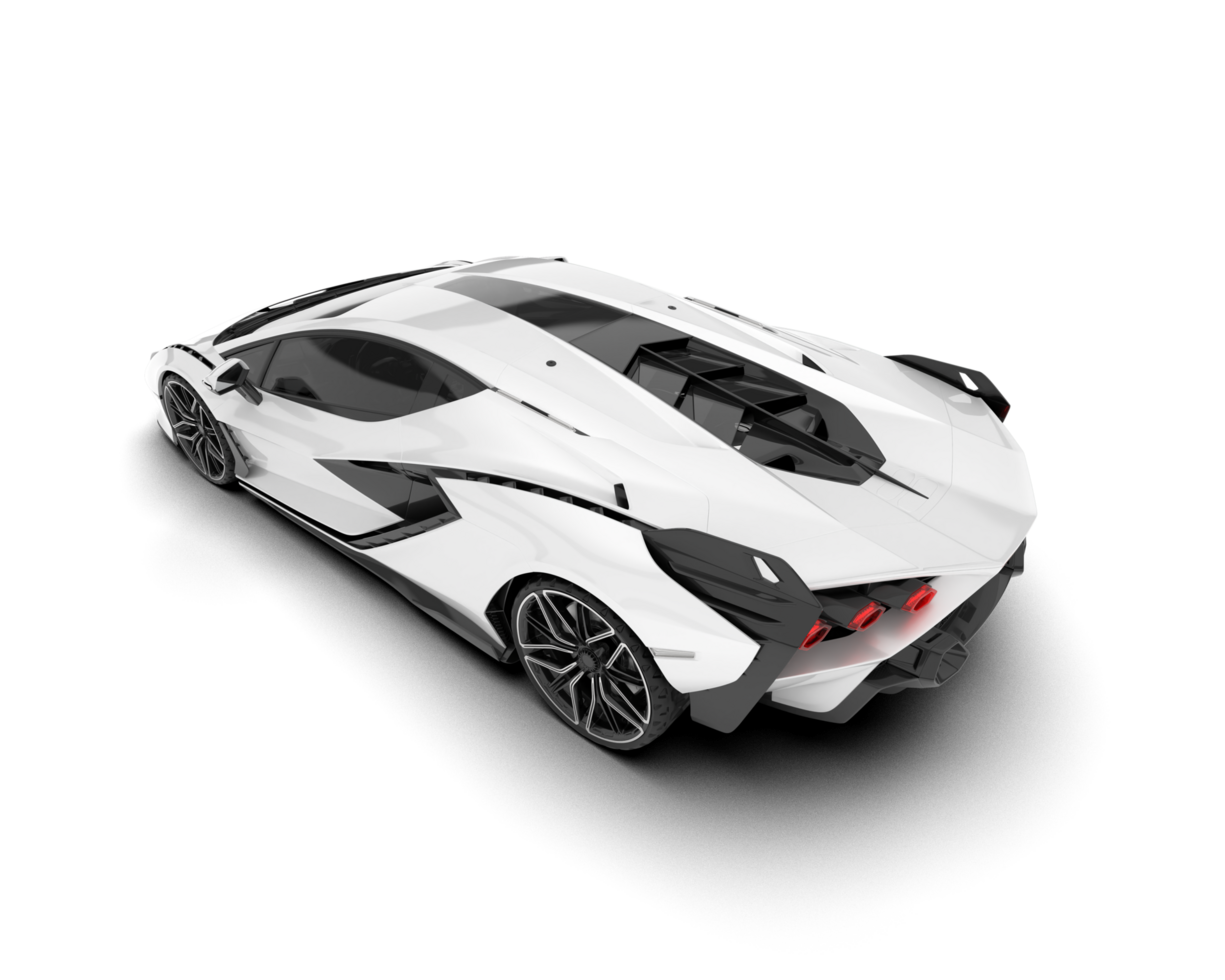 White sport car on transparent background. 3d rendering - illustration png