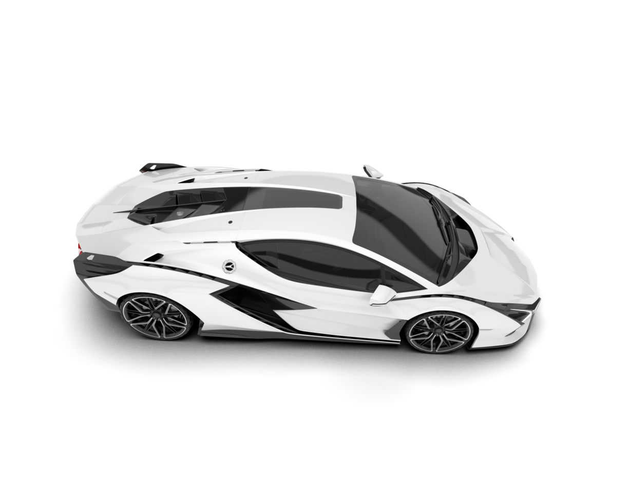White sport car on transparent background. 3d rendering - illustration png