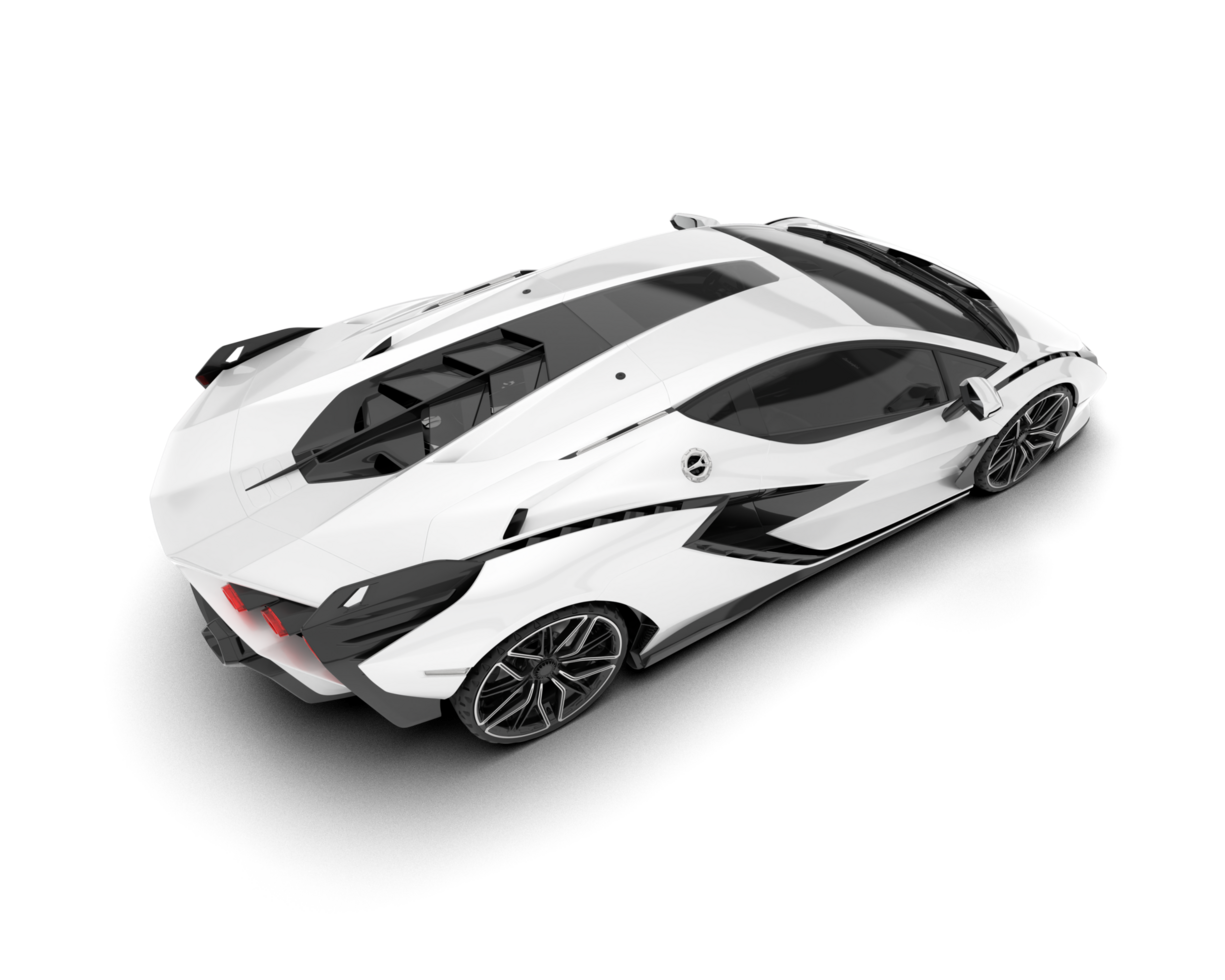 White sport car on transparent background. 3d rendering - illustration png