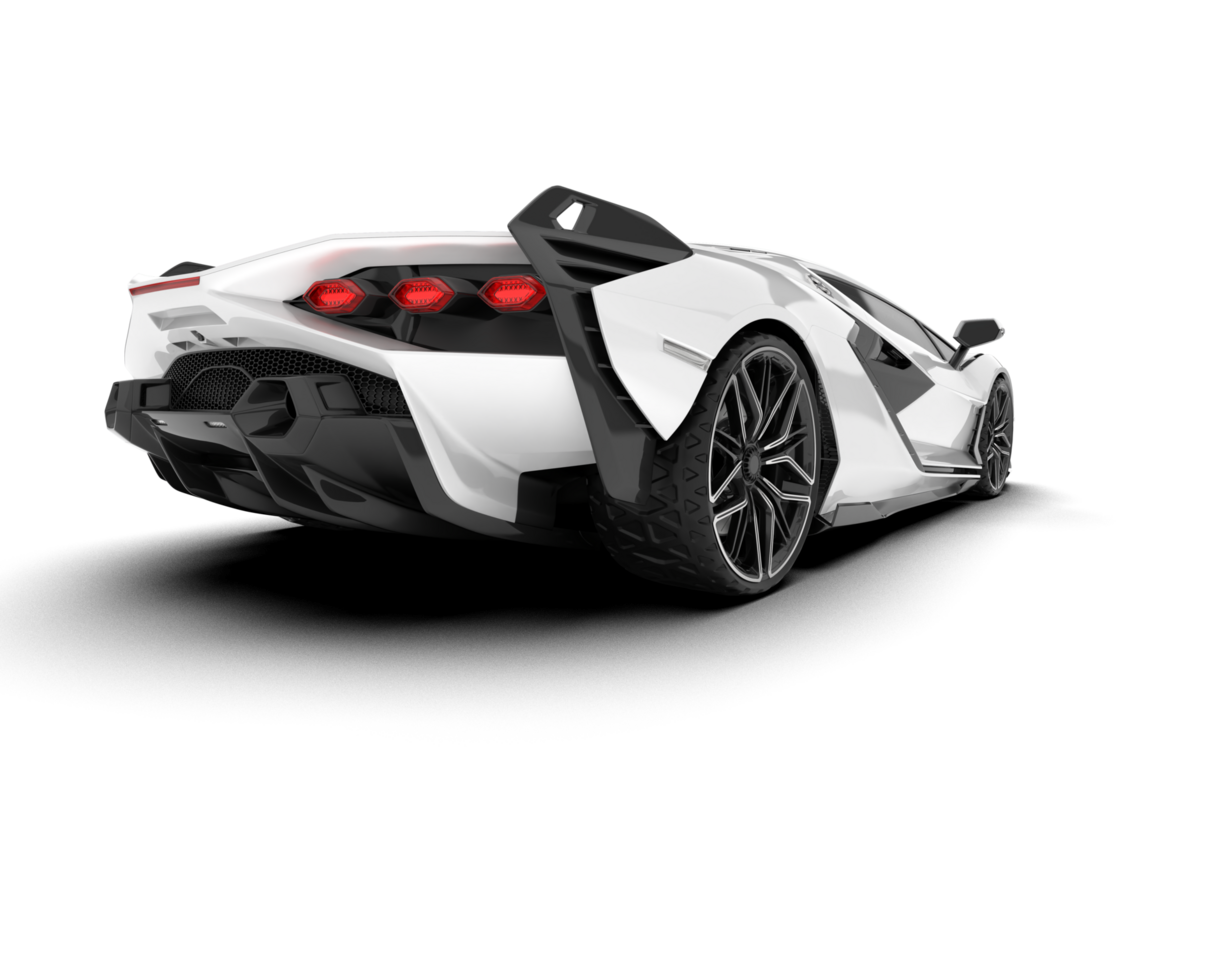 White sport car on transparent background. 3d rendering - illustration png