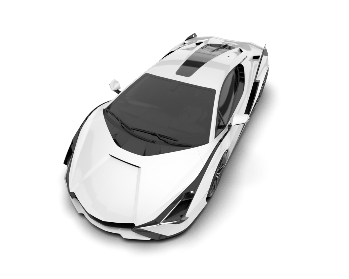 White sport car on transparent background. 3d rendering - illustration png