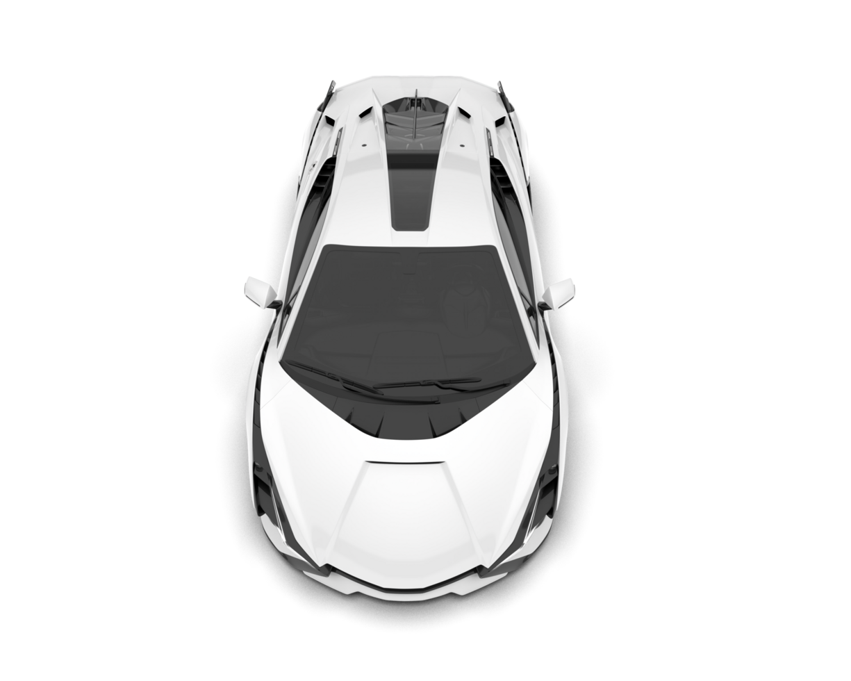 White sport car on transparent background. 3d rendering - illustration png