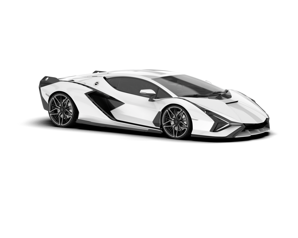 White sport car on transparent background. 3d rendering - illustration png