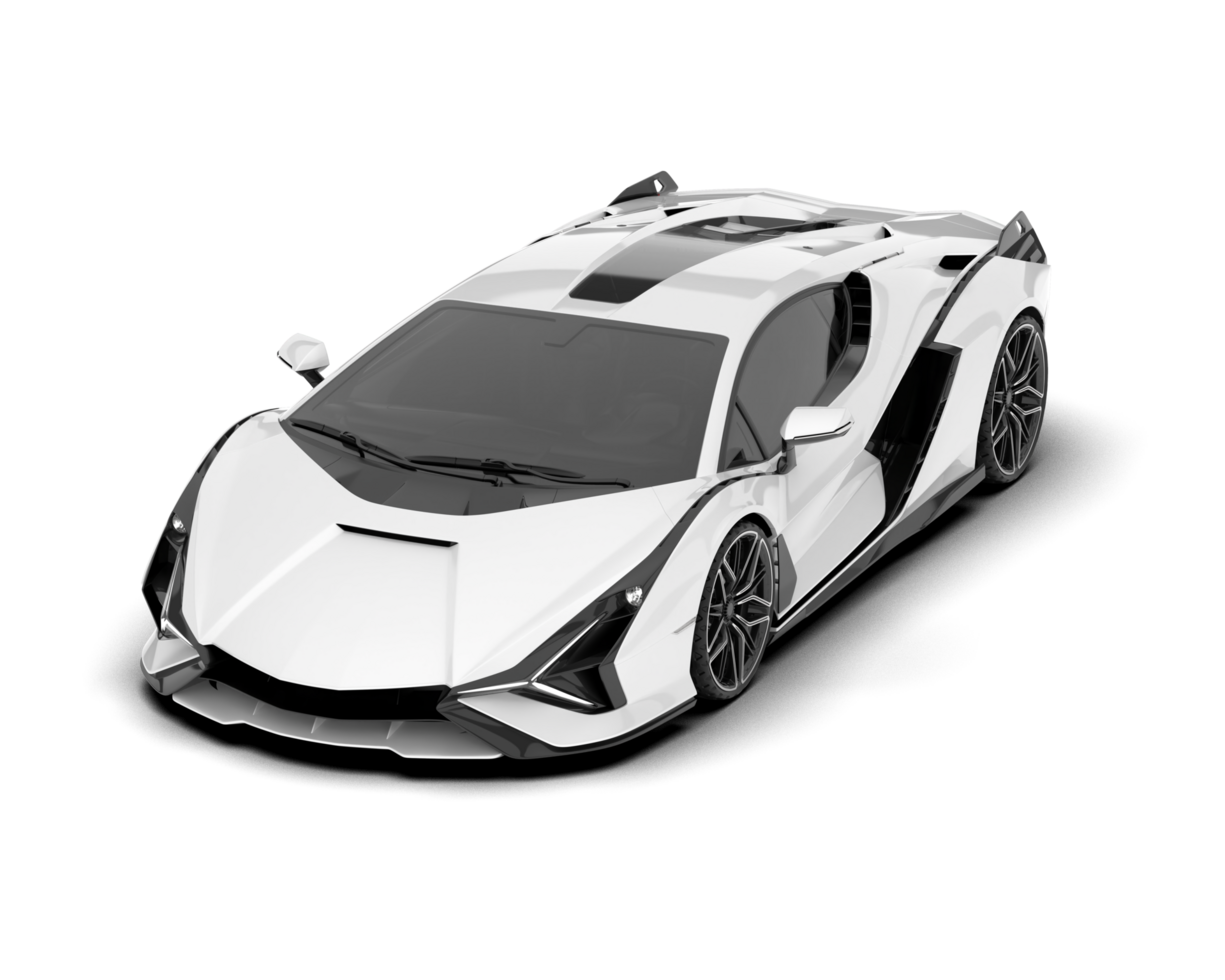 White sport car on transparent background. 3d rendering - illustration png