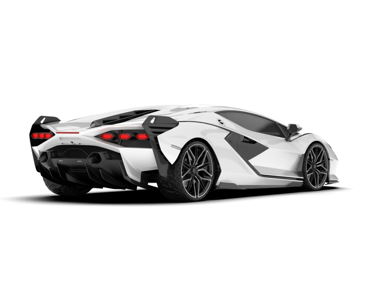 White sport car on transparent background. 3d rendering - illustration png