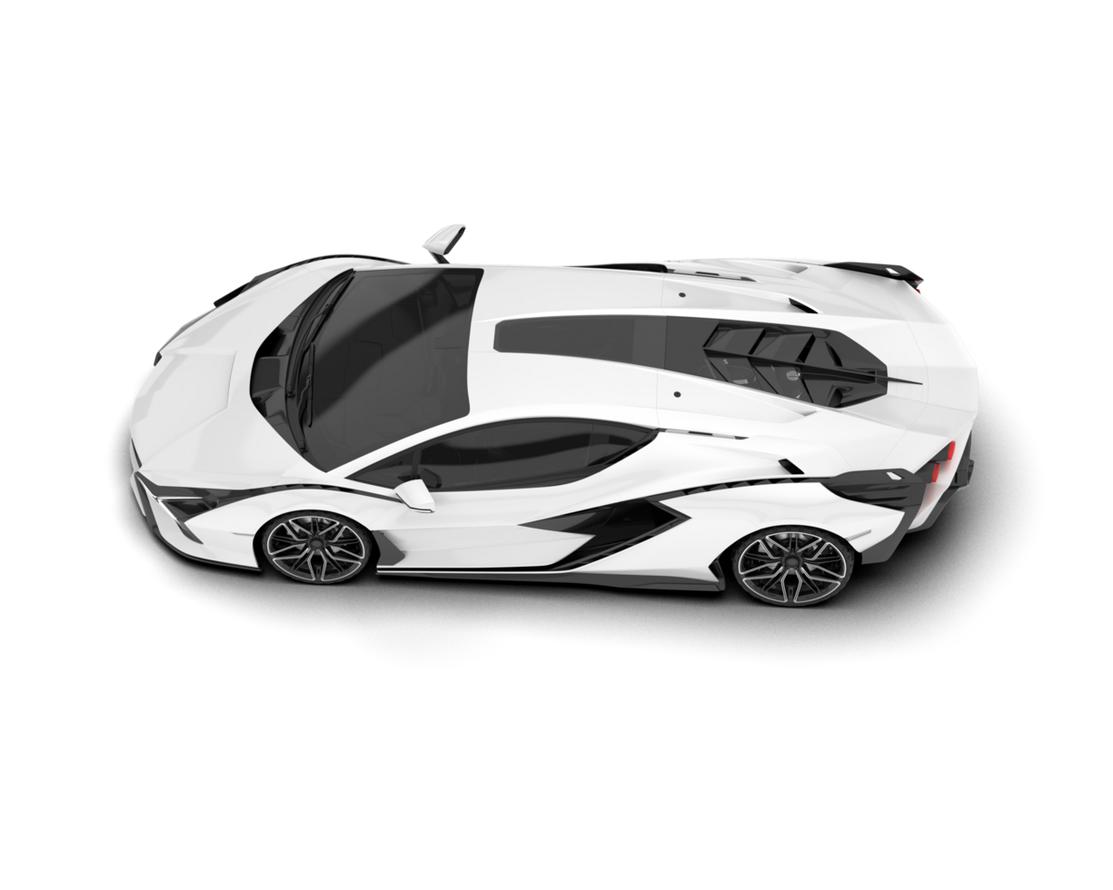 White sport car on transparent background. 3d rendering - illustration png