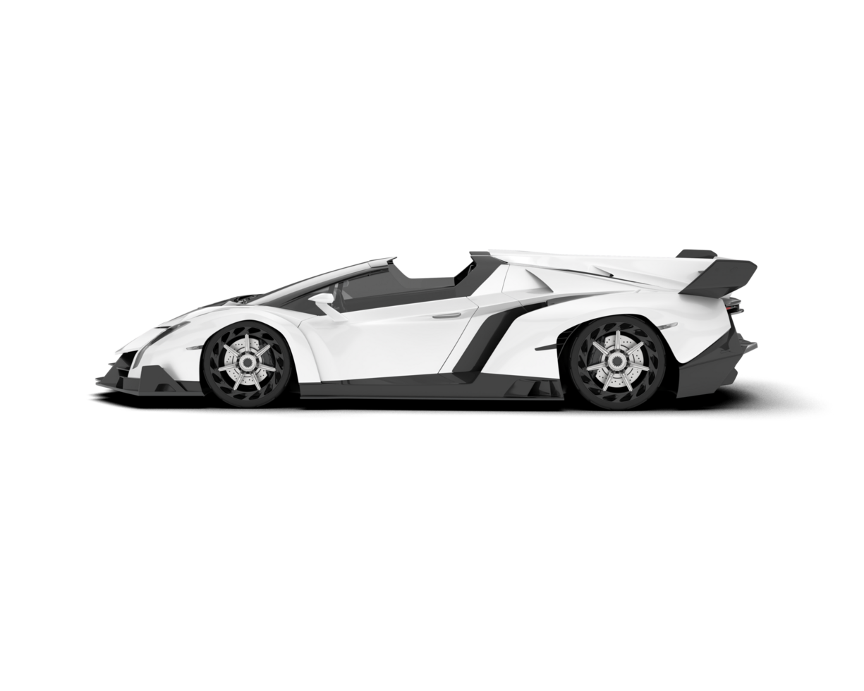 White sport car on transparent background. 3d rendering - illustration png