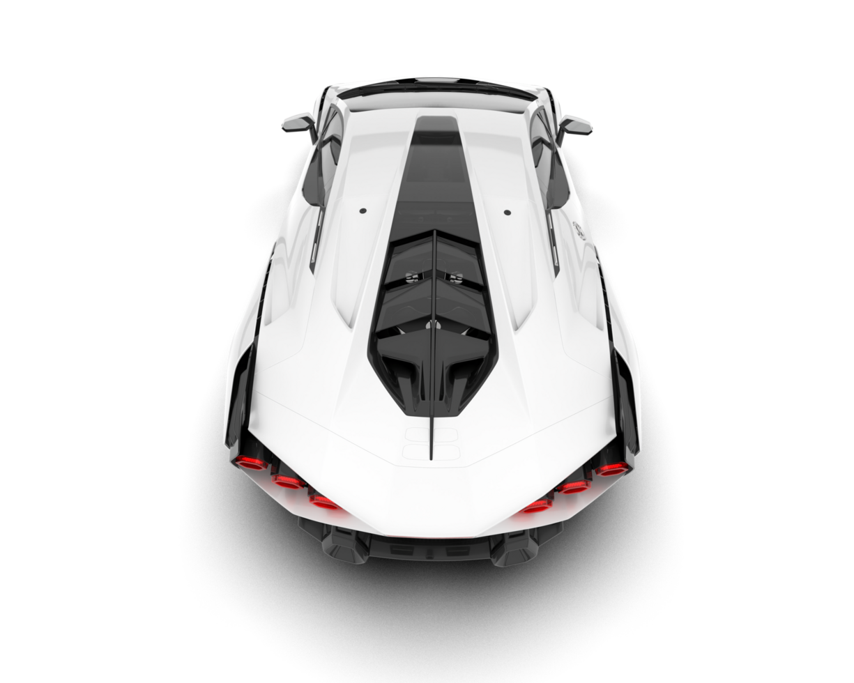White sport car on transparent background. 3d rendering - illustration png