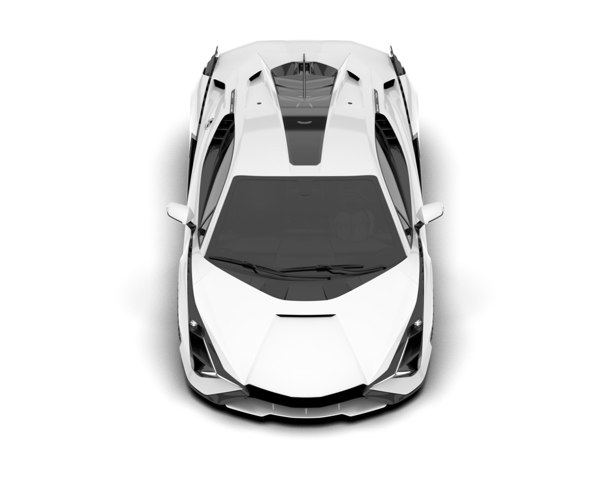 White sport car on transparent background. 3d rendering - illustration png