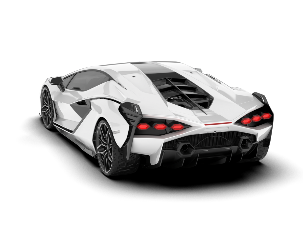 White sport car on transparent background. 3d rendering - illustration png