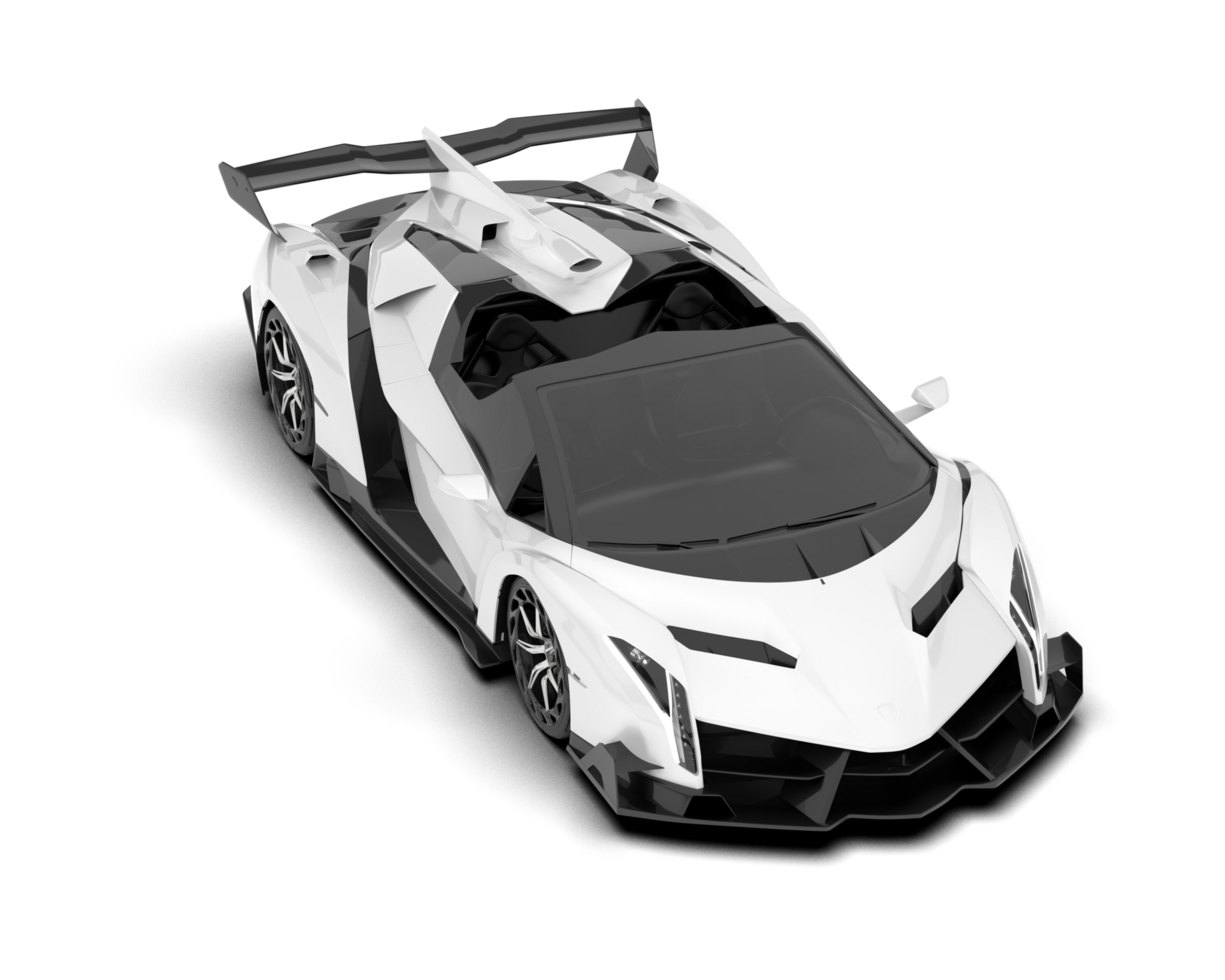 White sport car on transparent background. 3d rendering - illustration png