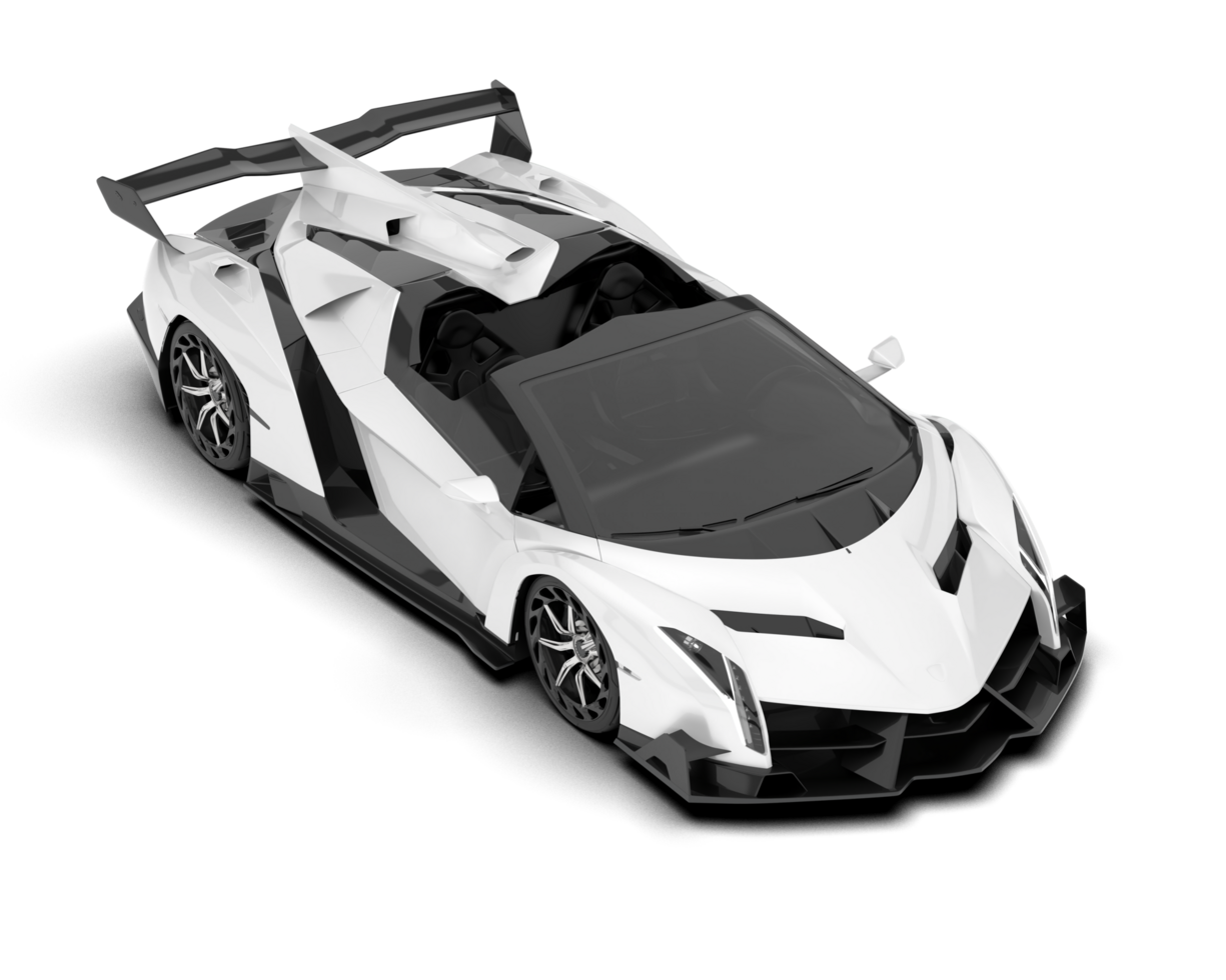 White sport car on transparent background. 3d rendering - illustration png