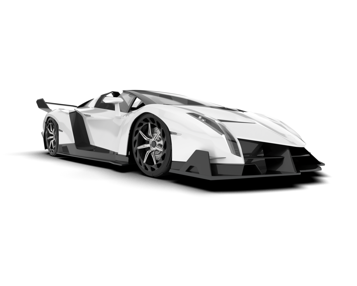 White sport car on transparent background. 3d rendering - illustration png