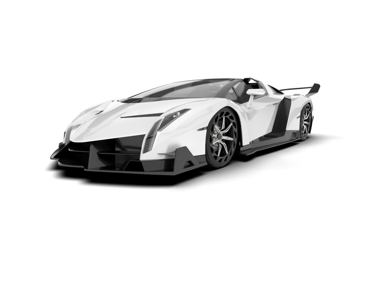 White sport car on transparent background. 3d rendering - illustration png