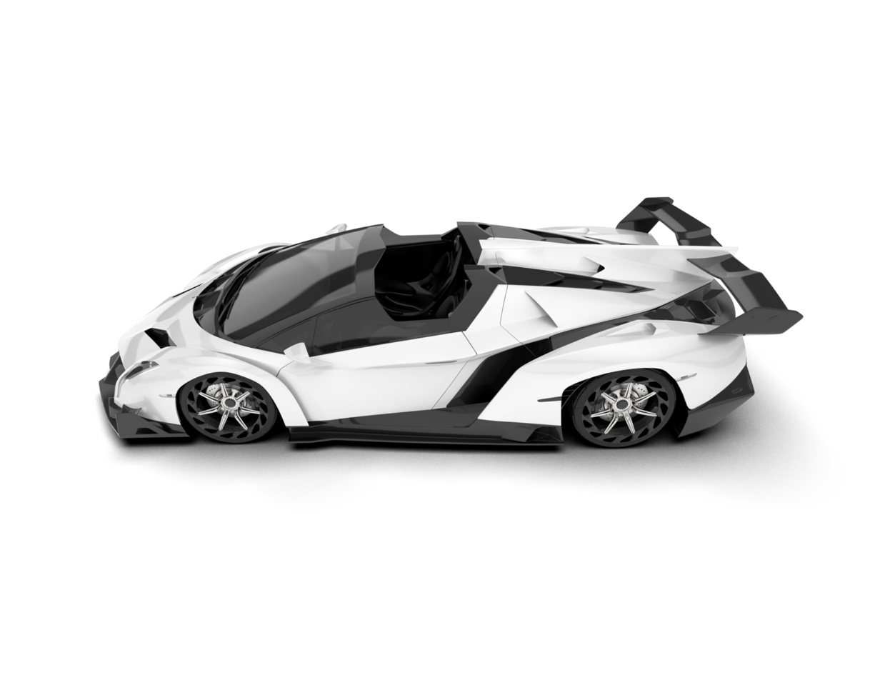 White sport car on transparent background. 3d rendering - illustration png