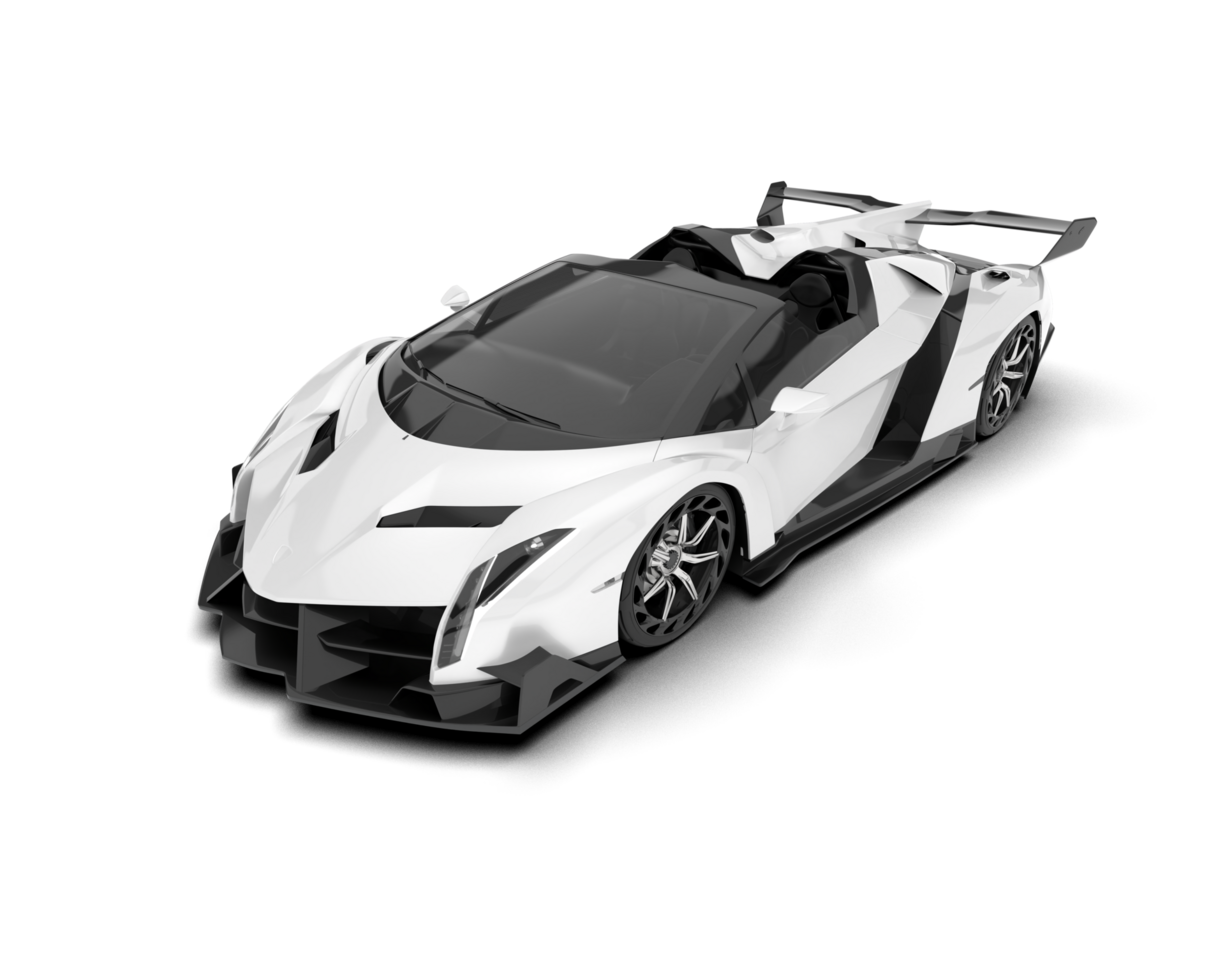 White sport car on transparent background. 3d rendering - illustration png