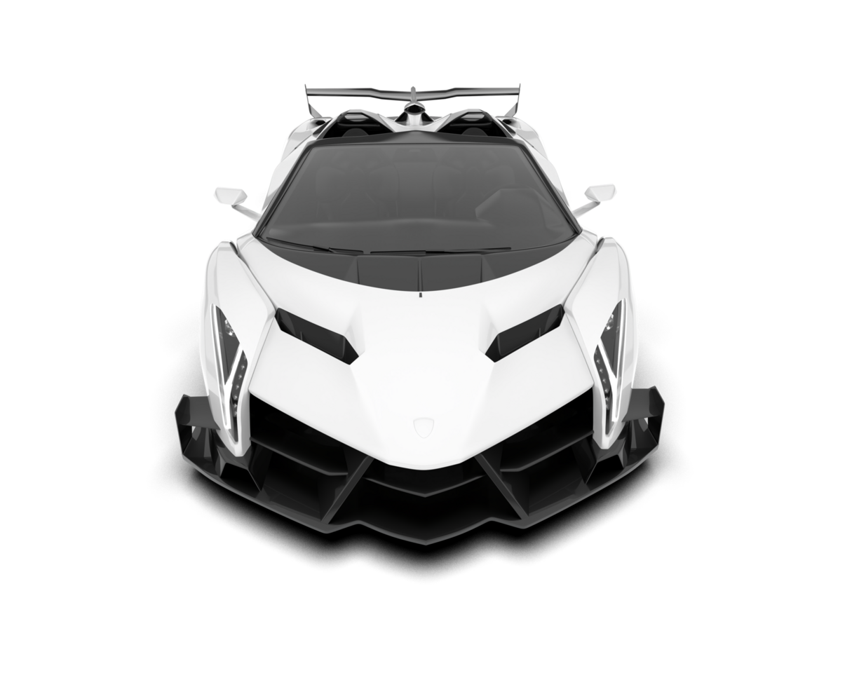 White sport car on transparent background. 3d rendering - illustration png