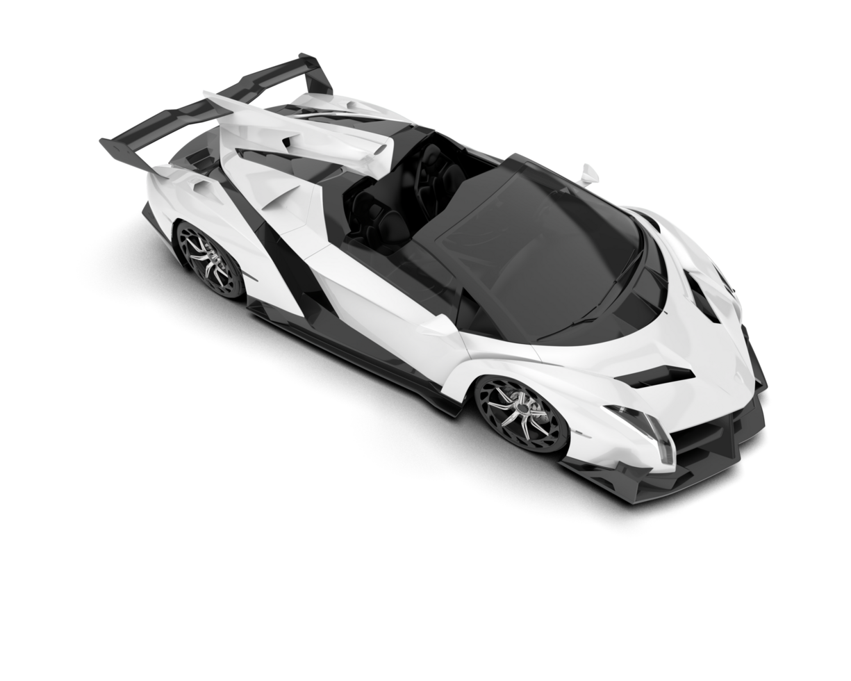 White sport car on transparent background. 3d rendering - illustration png