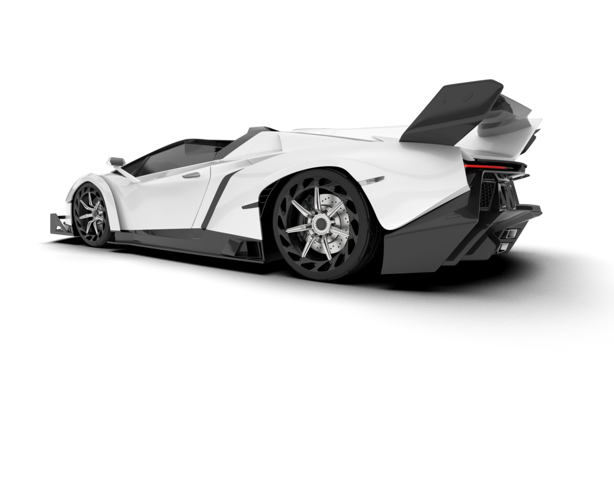 White sport car on transparent background. 3d rendering - illustration png