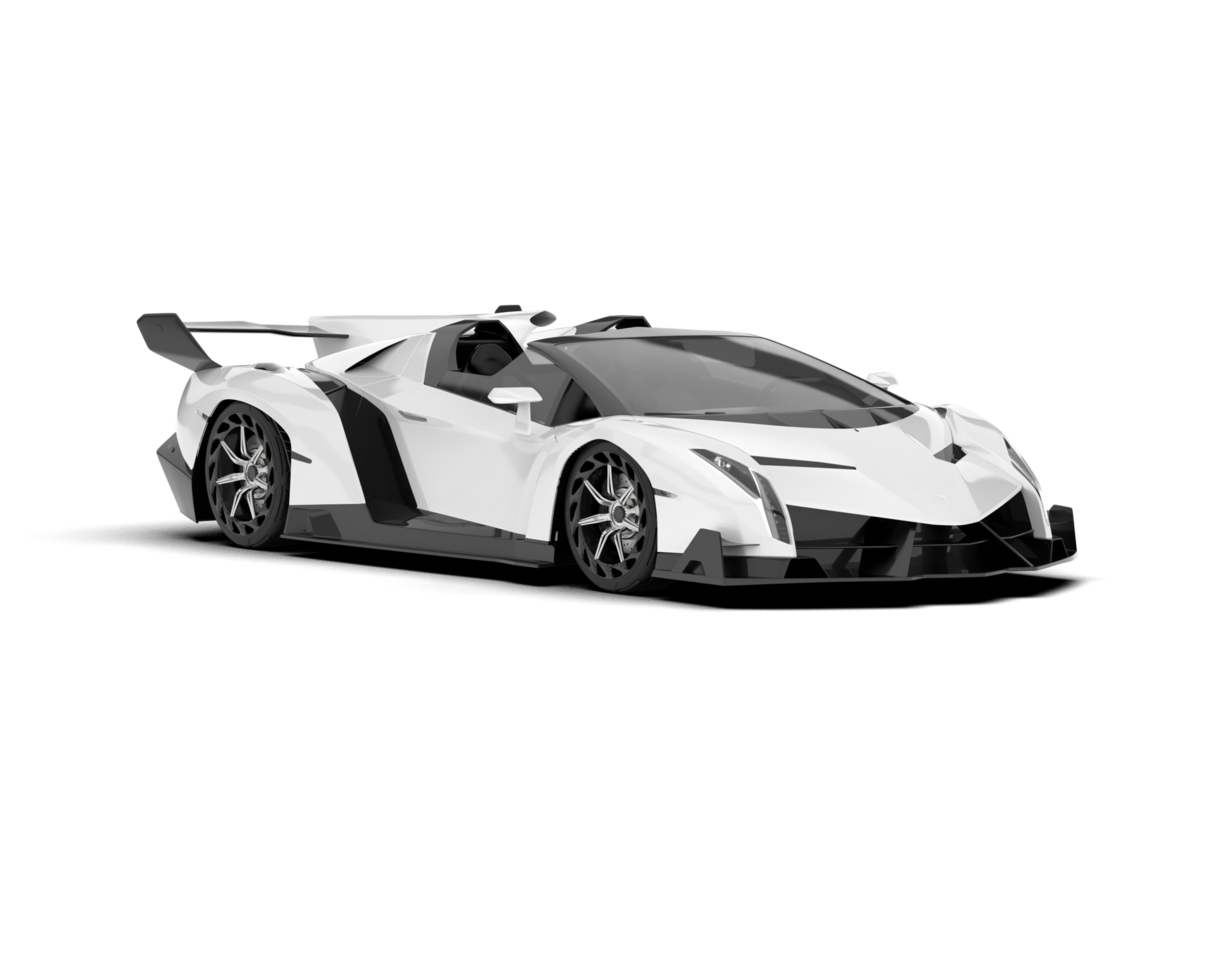 White sport car on transparent background. 3d rendering - illustration png