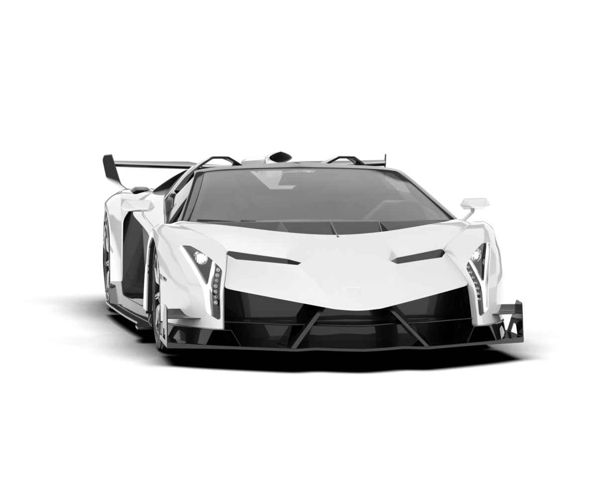 White sport car on transparent background. 3d rendering - illustration png