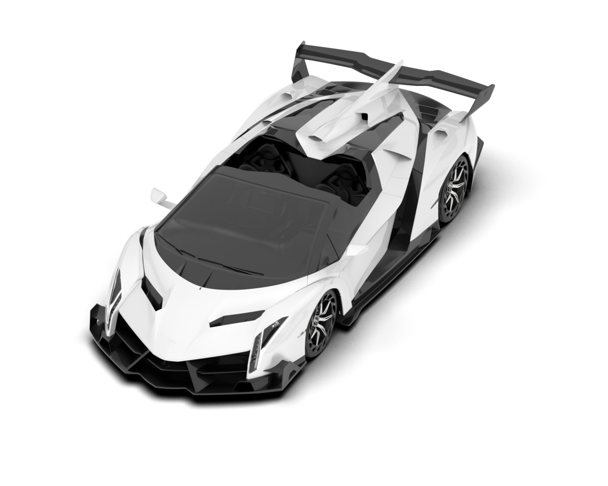 White sport car on transparent background. 3d rendering - illustration png