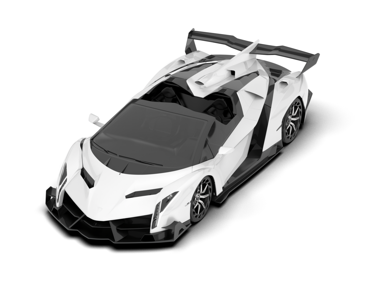 White sport car on transparent background. 3d rendering - illustration png