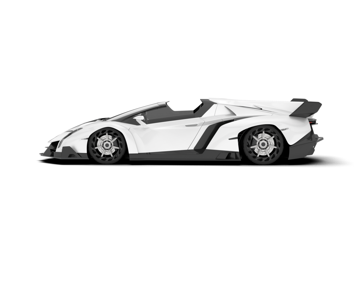 White sport car on transparent background. 3d rendering - illustration png