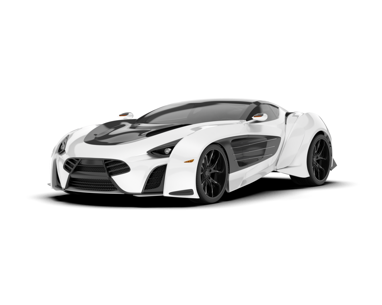 White sport car on transparent background. 3d rendering - illustration png