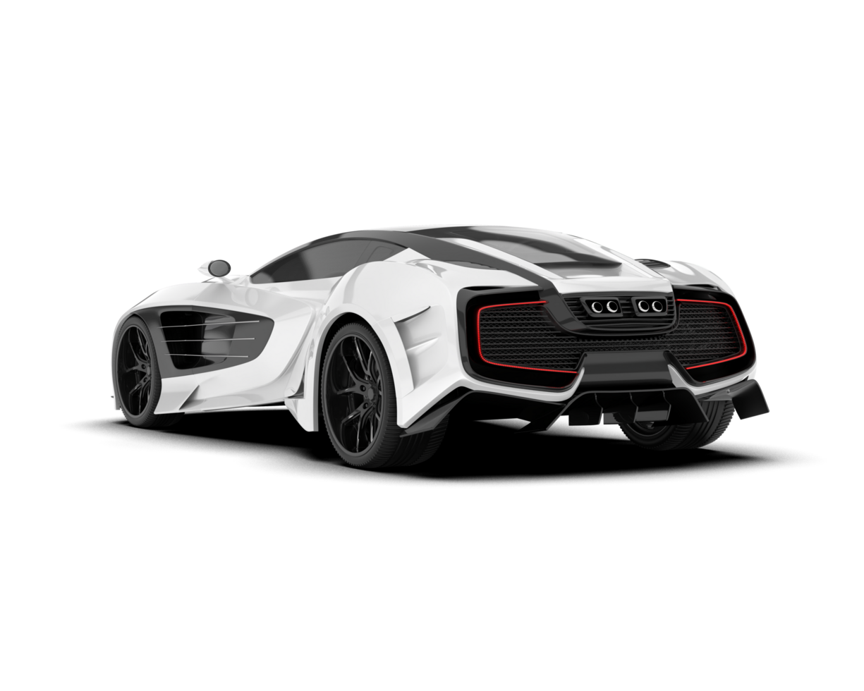 White sport car on transparent background. 3d rendering - illustration png