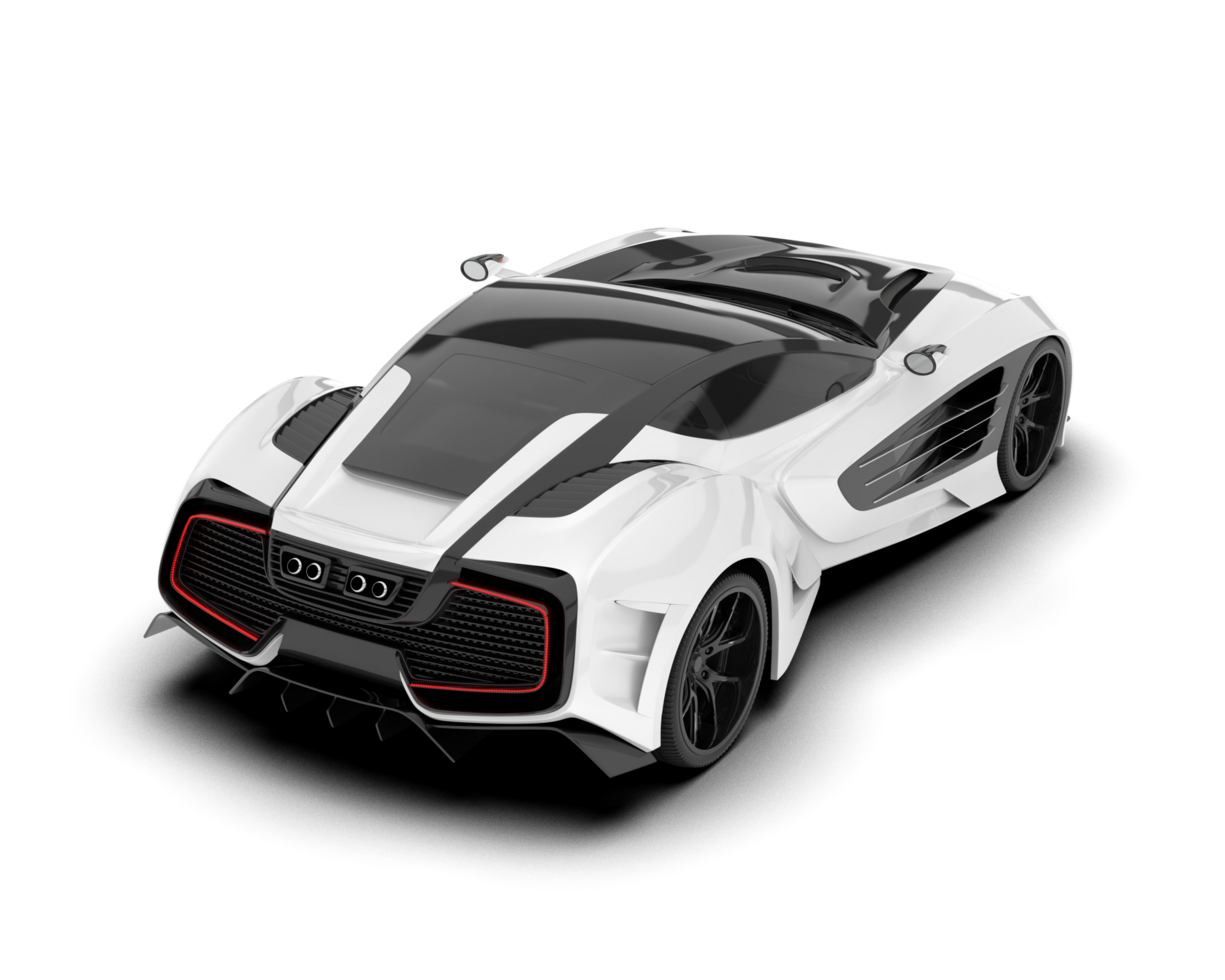 White sport car on transparent background. 3d rendering - illustration png